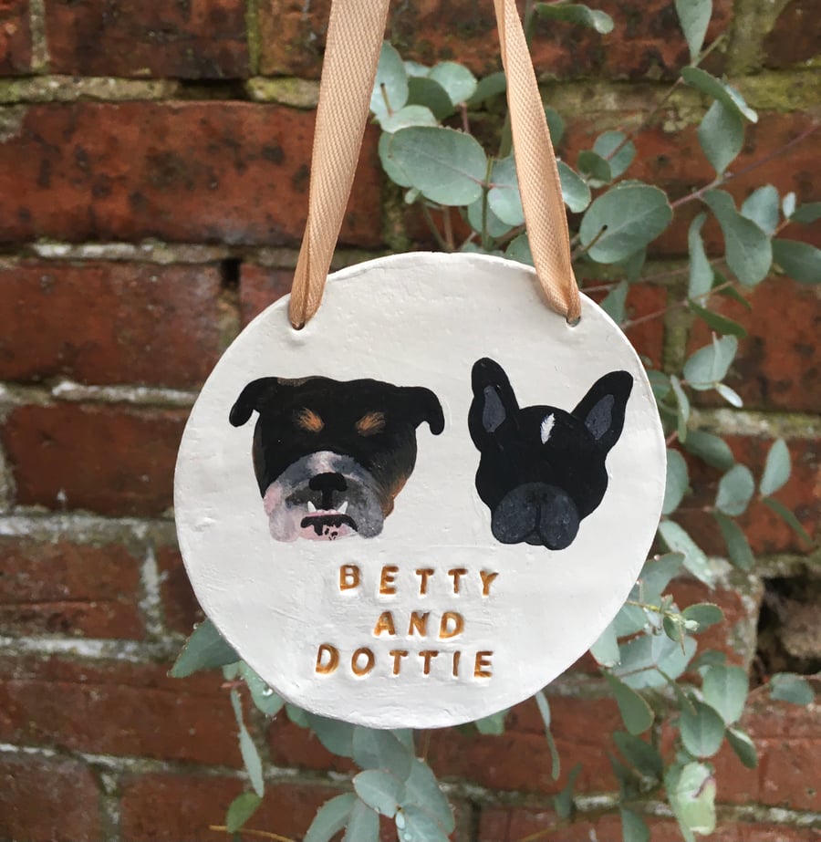 Personalised Dog Wall Hanging - Pet Wall Hanging - Double Dog