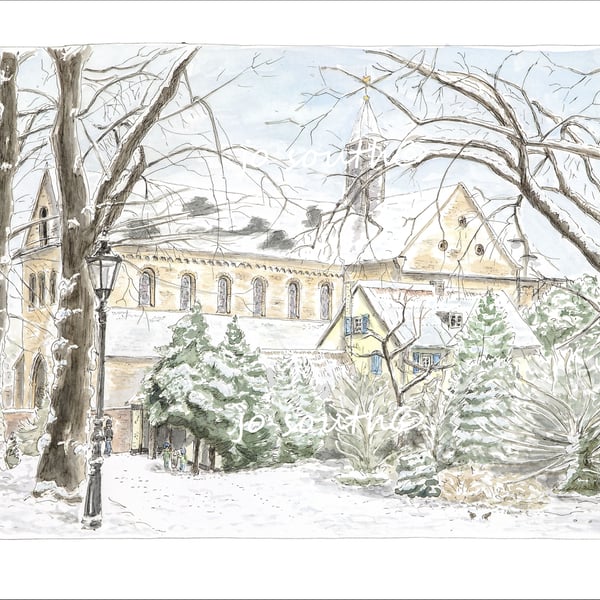 St Suitbertus in the Snow, Kaiserswerth, Germany - Limited Edition Giclée Print