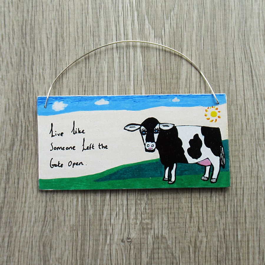 Wooden mini plaque – Friesian cow