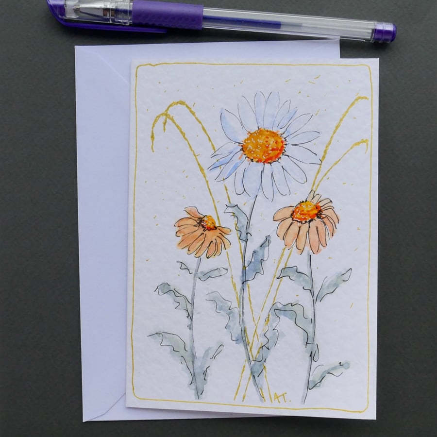 Image of Hand Painted Wildflower Greetings Card with Envelope - Left Blank inside