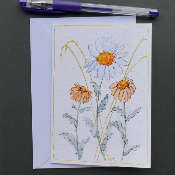 Hand Painted Wildflower Greetings Card with Envelope - Left Blank inside