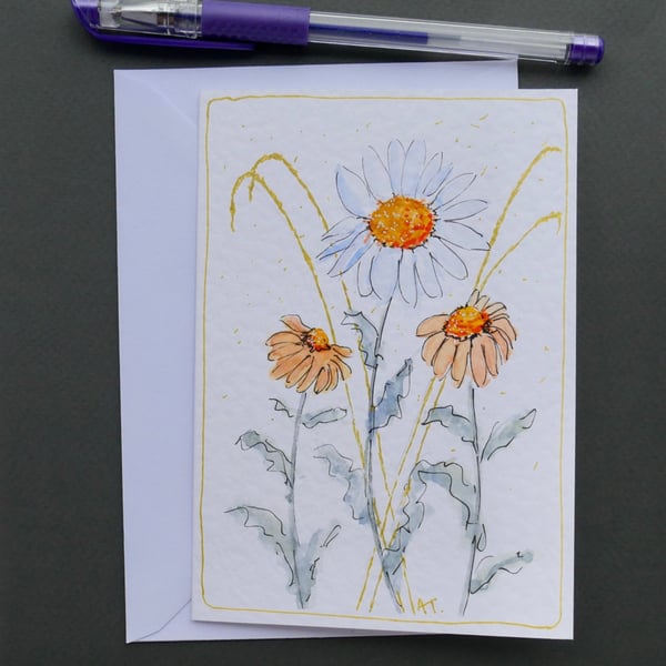 Hand Painted Wildflower Greetings Card with Envelope - Left Blank inside