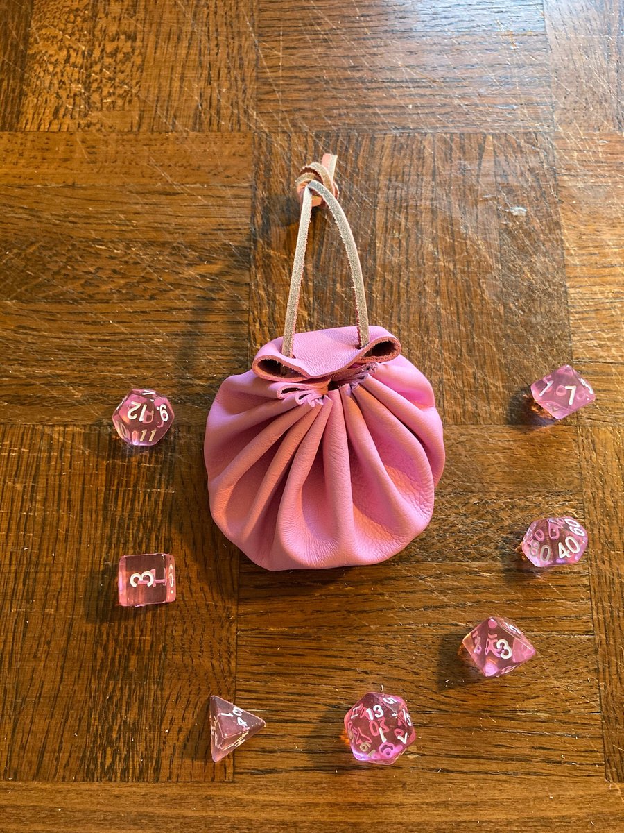 Dice bag - cotton candy pink leather dice bag - coin purse - FREE SHIPPING