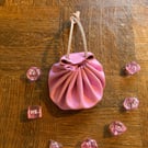 Dice bag - cotton candy pink leather dice bag - draw string bag - coin purse