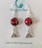 Tartan celtic dangly earrings, Royal Stewart plaid, handmade in Scotland