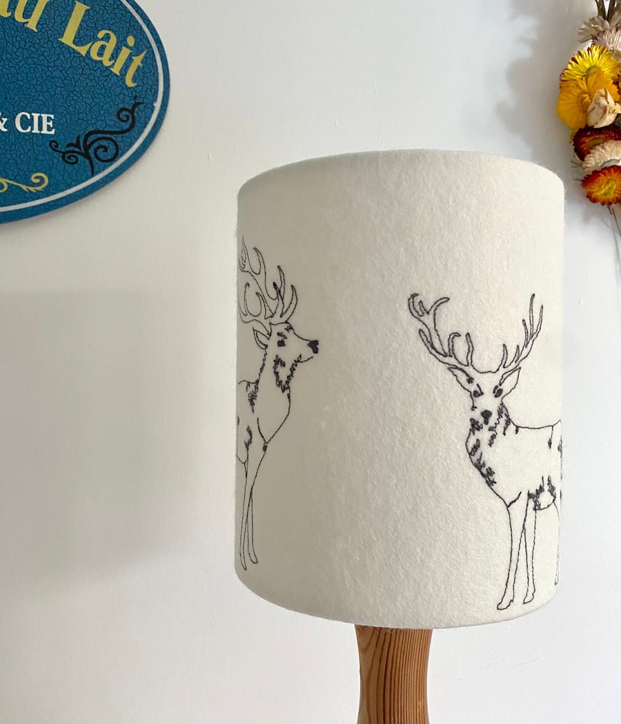 Embroidered Stag Lampshade