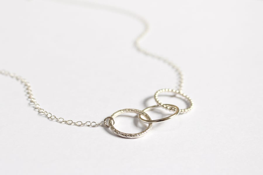 Spirit necklace, circle necklace, triple rings, interlinking rings