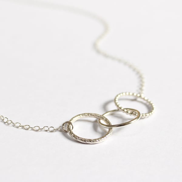 Spirit necklace, circle necklace, triple rings, interlinking rings