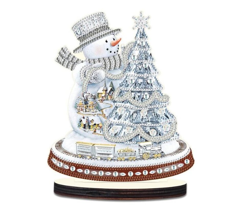 5D DIY Silver Christmas Snowman with Tree Diamond Painting Art Kit Crystal Embro