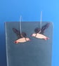 Mini Hand Painted Wooden Puffin Bird Drop Earrings - Image 2