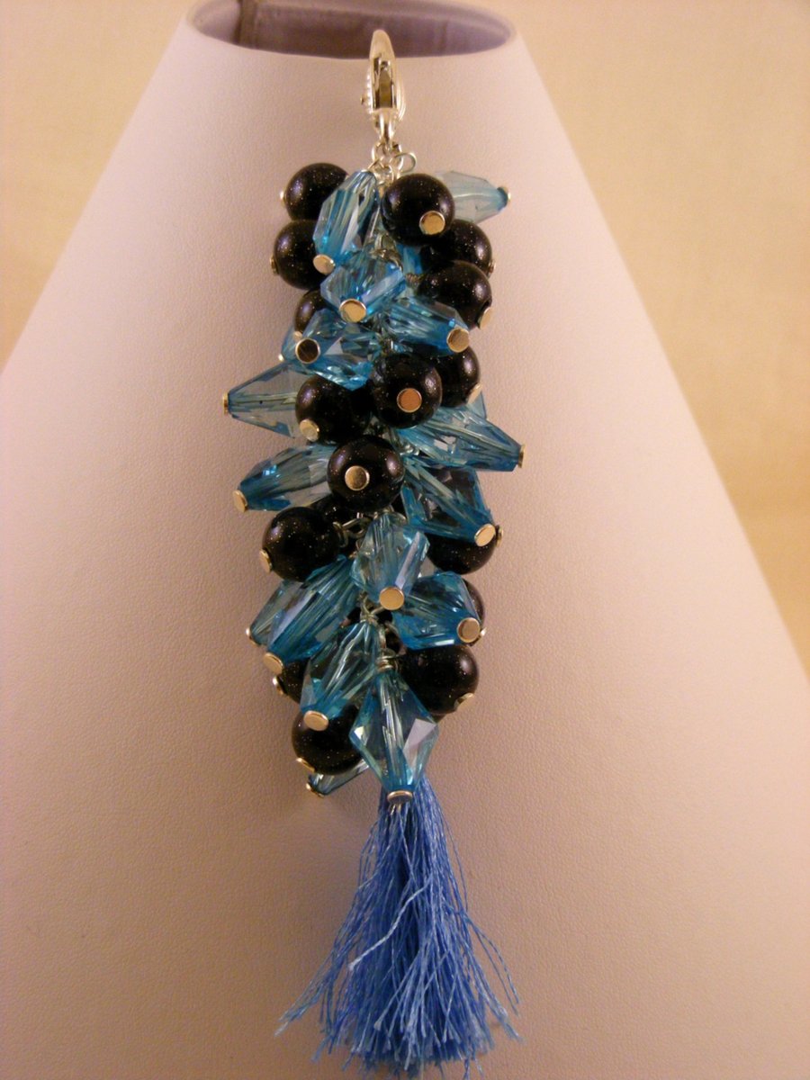 Turquoise and Black Bag Charm