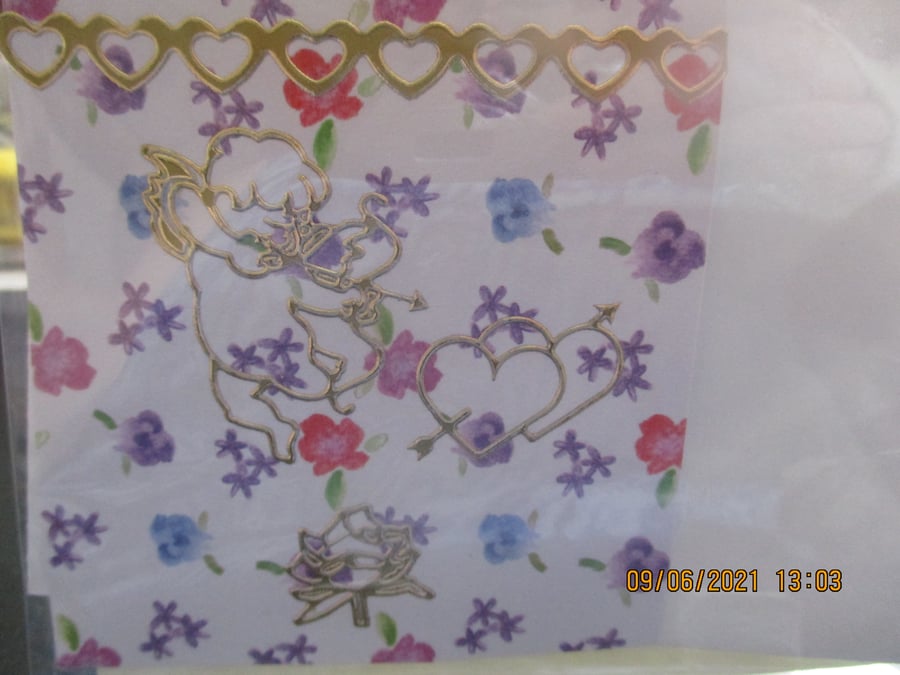 Cherub, Hearts and Flower Mini Card