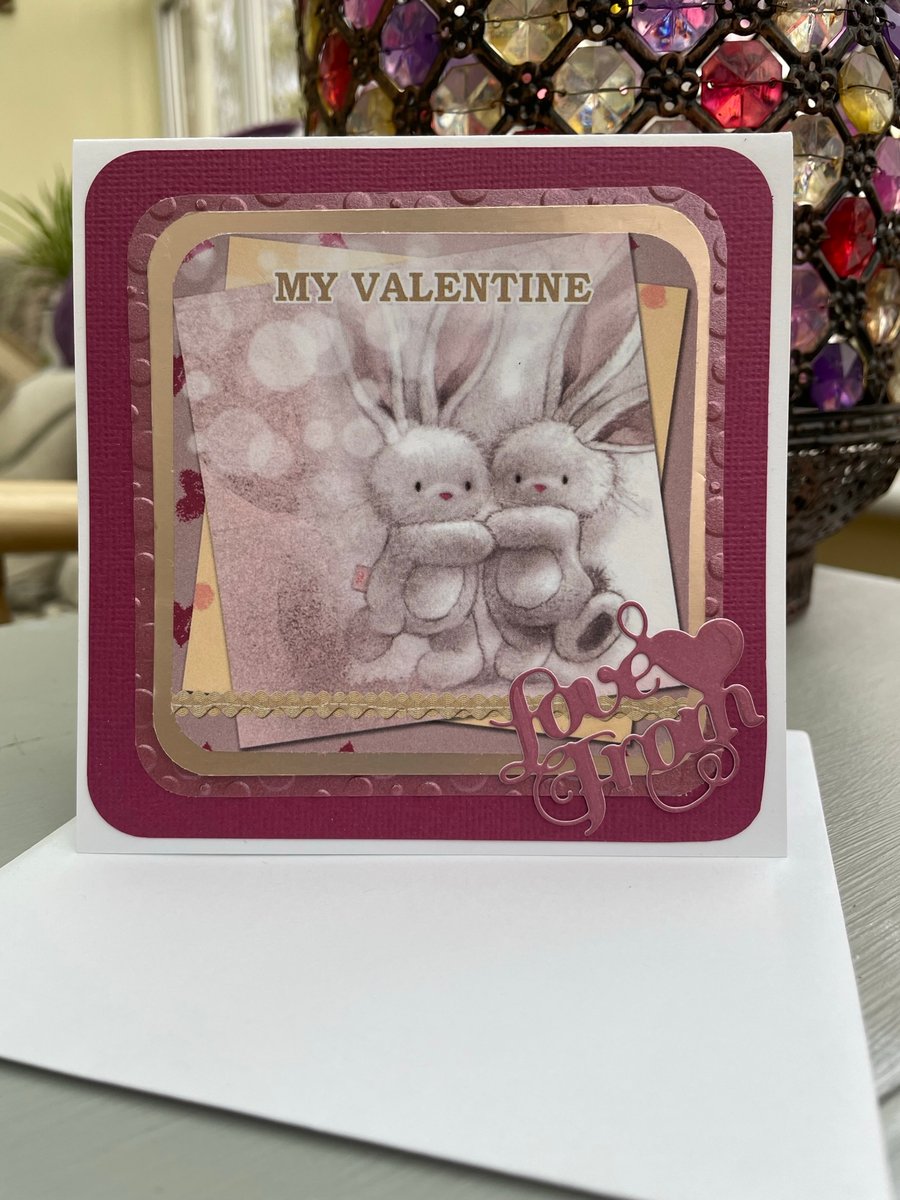 My Valentine cute bunnies valentines card