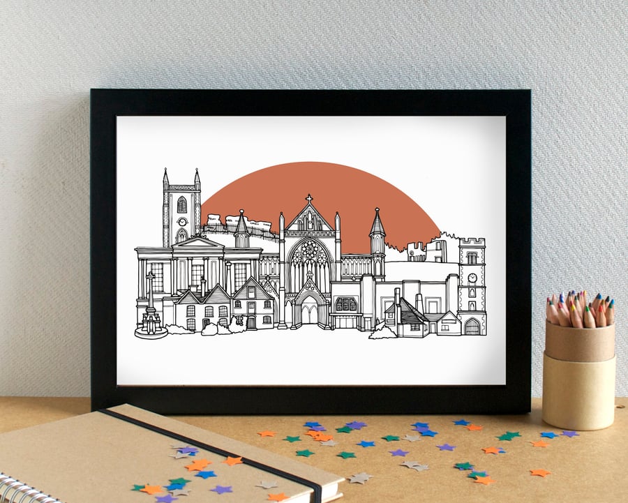 St Albans Skyline Art Print
