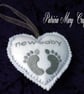 Personalised baby feet heart, embroidered heart, felt heart - Image 2