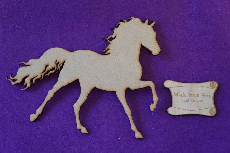 MDF Fairytale Princess Horse 15cm - Laser cut wooden shape