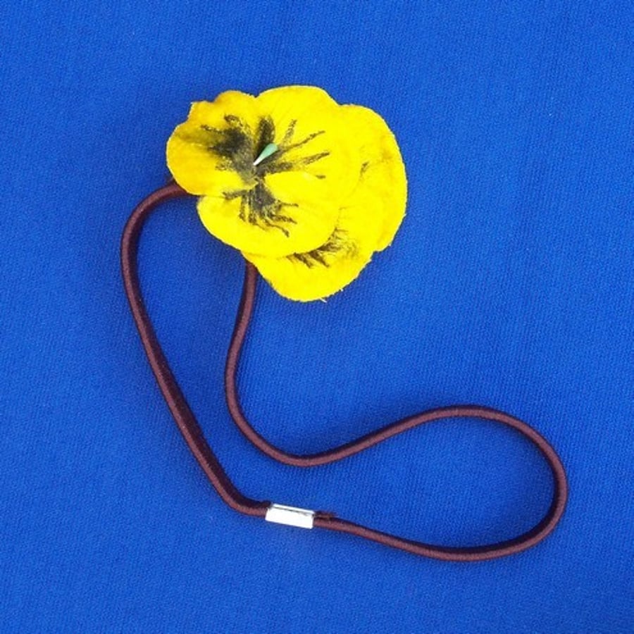 YELLOW VELVET PANSY HAIR BAND