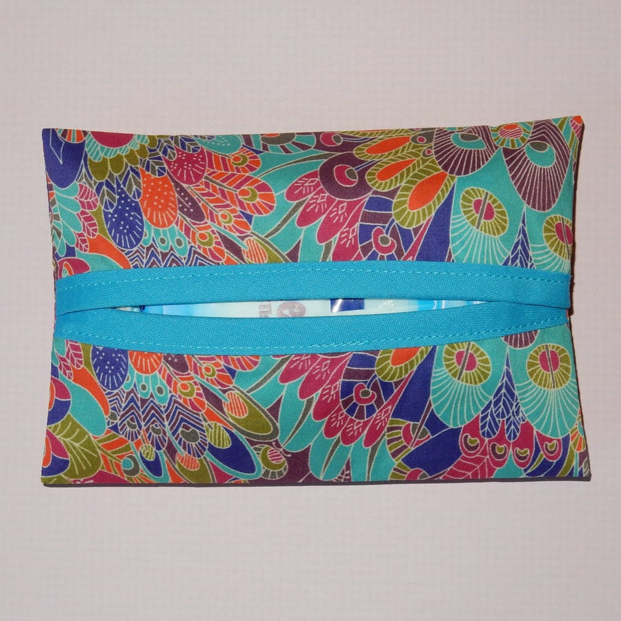 Tissue holder  Liberty print green peacock