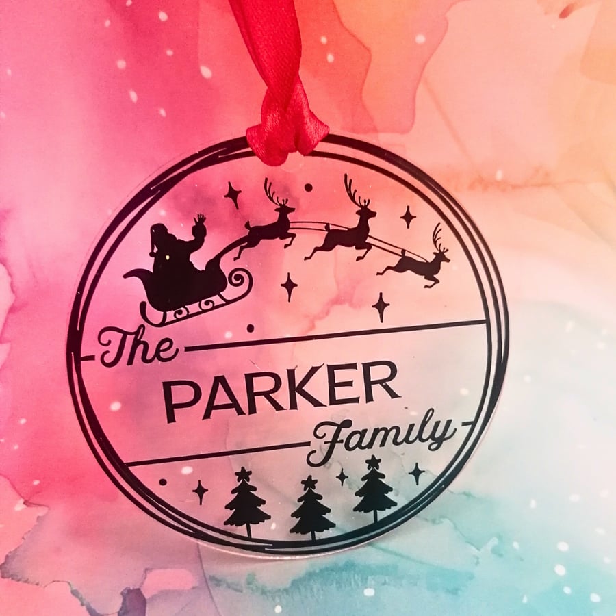 Personalised Family Christmas Flat Bauble