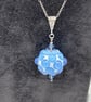 blue and ivory bumpy lampwork glass pendant  - Image 1