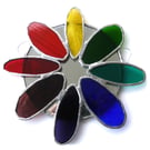 Rainbow Daisy Mirror Stained Glass Suncatcher Garden Flower 002