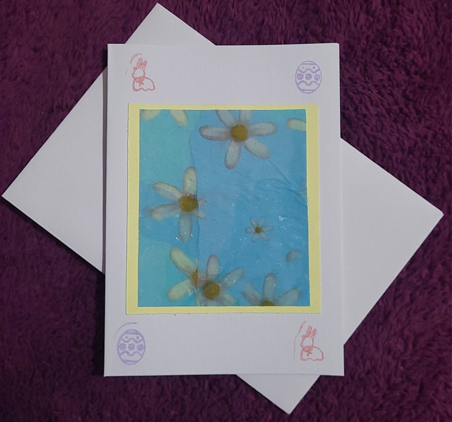 Spring themed handmade blank card with white envelope 