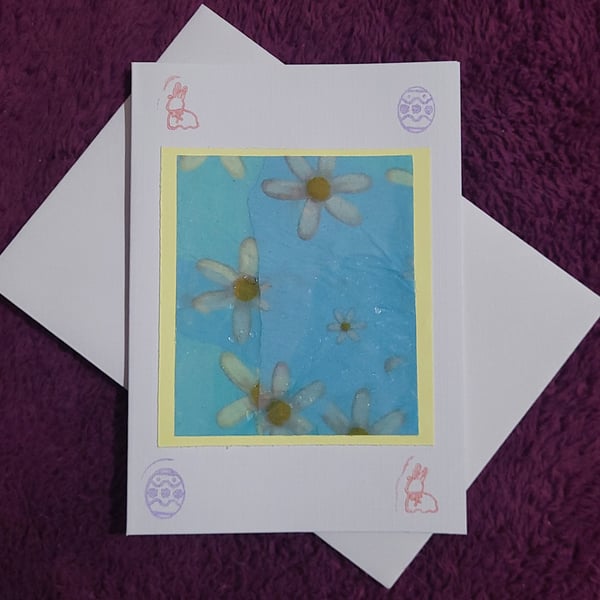 Spring themed handmade blank card with white envelope 