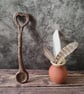 Ceramic Love Spoon, Wood Effect Heart Spoon, Rustic Romantic Gift - Image 1