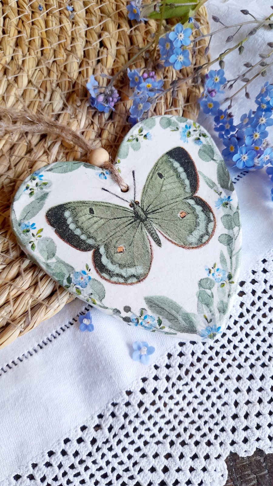 Butterfly Clay Heart FREE POST