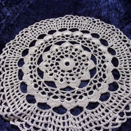 White Crochet Flower Design Doily