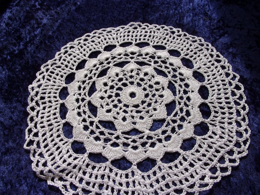 White Crochet Flower Design Doily