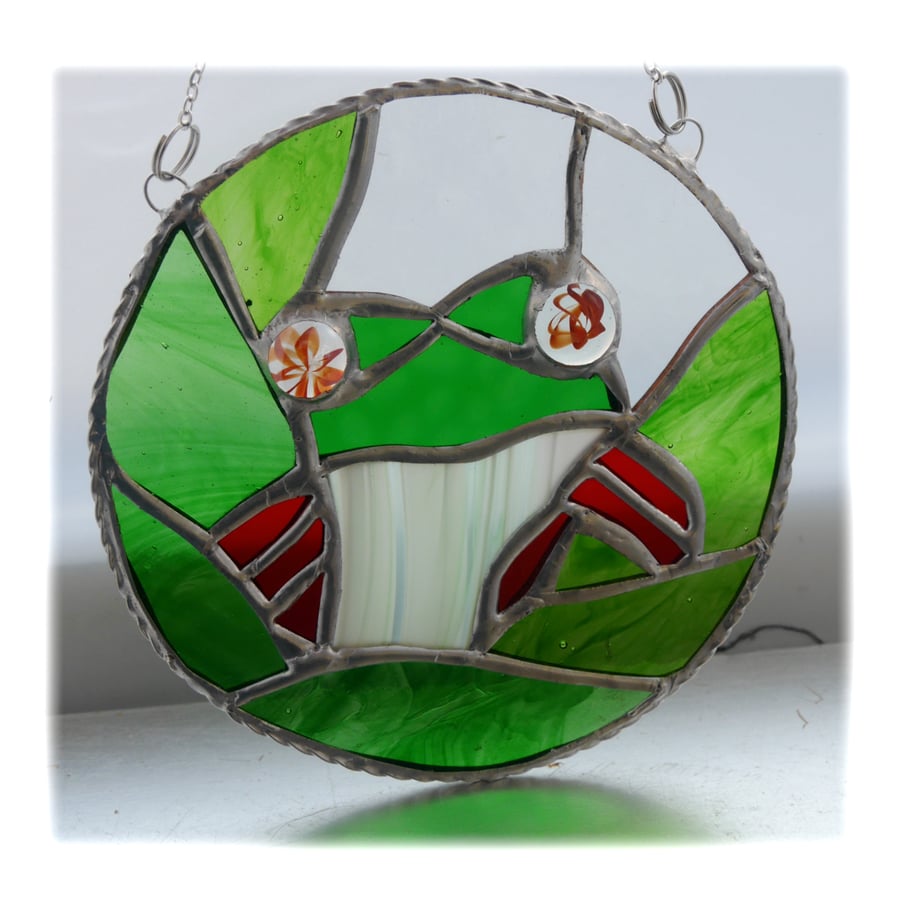 Tree Frog Suncatcher Stained Glass Ring Handmade