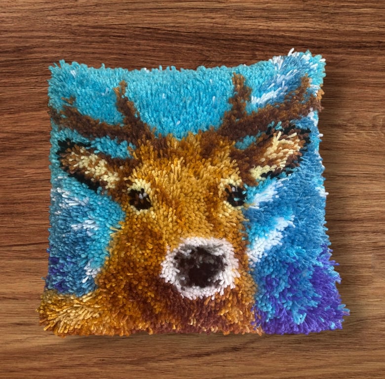 Hand made Christmas reindeer wool cushion 