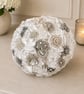 Ivory Satin & Silver Brooch Bridal Bouquet - Image 2