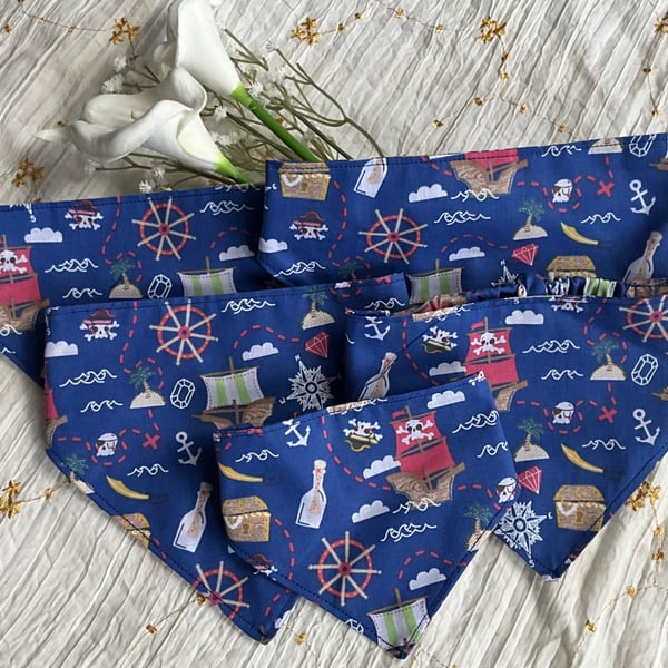 Pirate Ship Scrunchie Dog Bandana