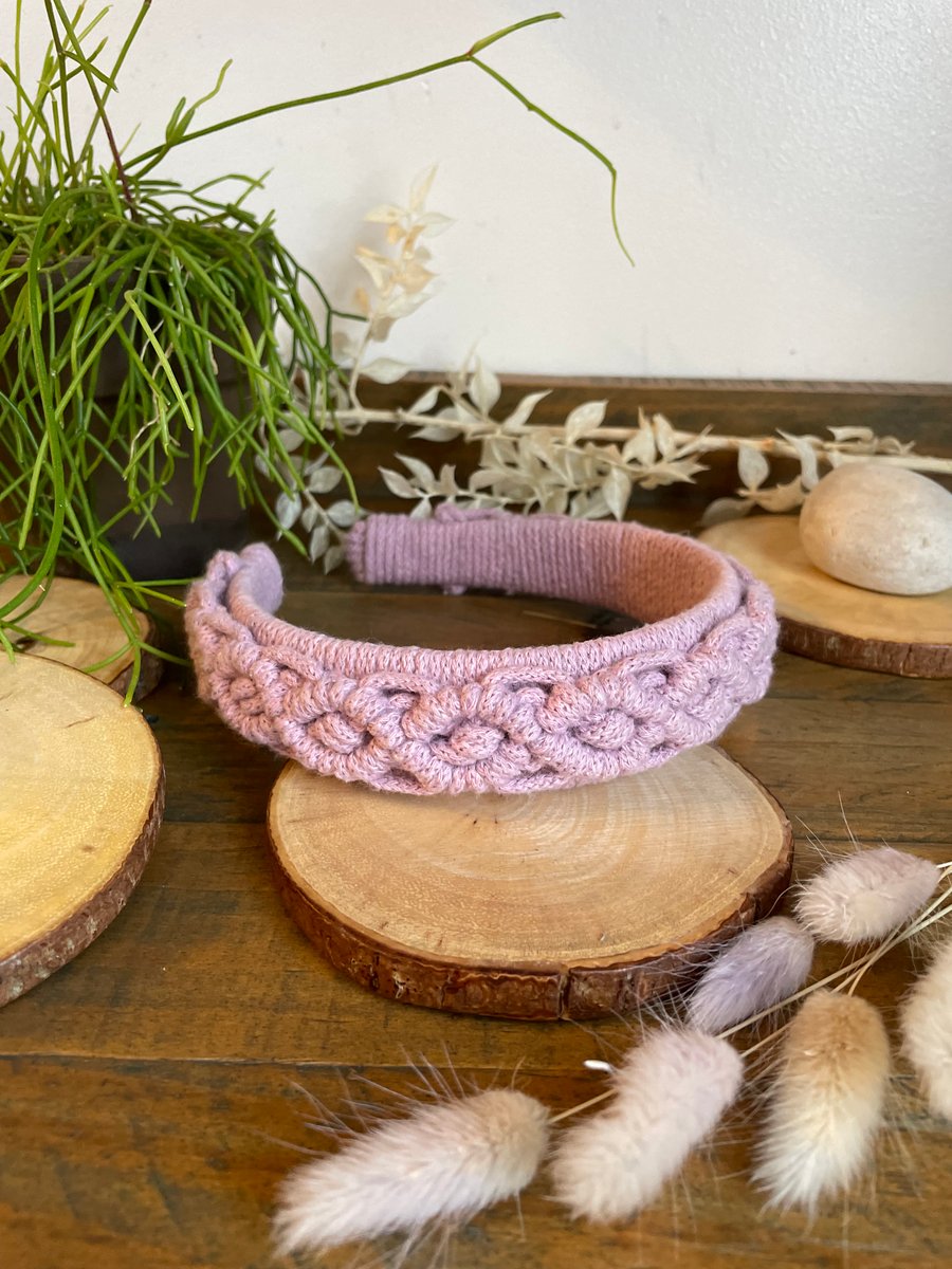 Handmade Macramé Headband in Pink – Boho Style Hair Accessory