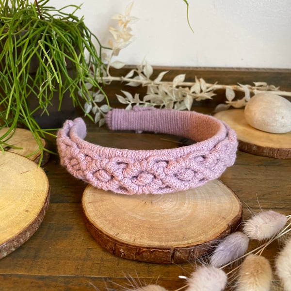 Handmade Macramé Headband in Pink – Boho Style Hair Accessory