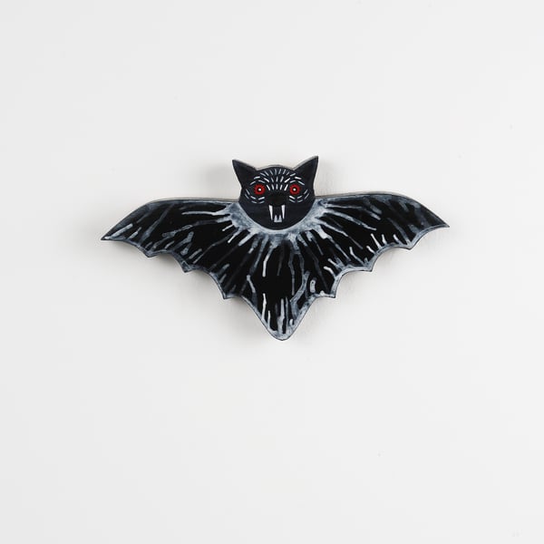 Flying bat wall decoration, spooky ornament, creepy cute halloween bat decor.