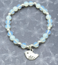 Stretchy bracelet with opalite stones and silver plated bird charm - Image 3
