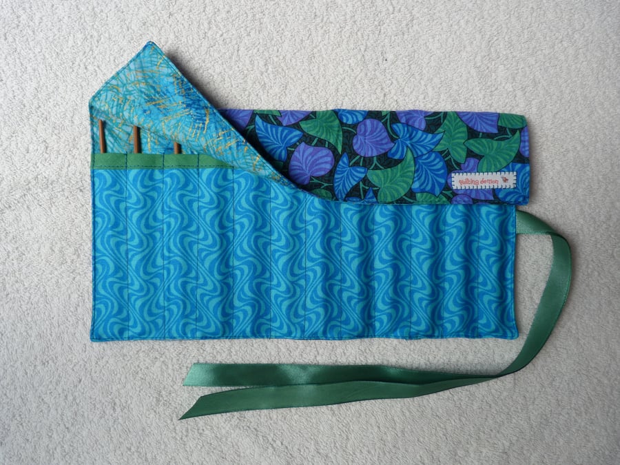 Turquoise and Green Roll Up Crochet Hook Holder - Folksy