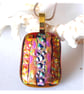 Dichroic Glass Pendant 215 Amber Gold Handmade with gold plated chain - Image 1
