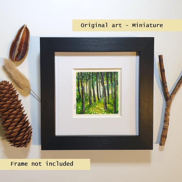 tiny forest landscape, original miniature art, tiny painting
