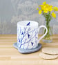 Fine bone china mug, flock of birds & branches, Coffee mug, Nature inspired gift - Image 4