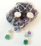 Statement Long Earrings Coin Pearl & Gemstone Sterling Silver Dangle Earrings - Image 3
