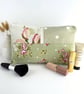 Large Make up Bag with Pastel Roses and Polka Dots - Image 1