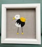 Cute, funky yellow bird embroidered picture. - Image 1