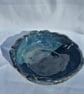 Handmade Blue green glazed coil decorated Ceramic Bowl