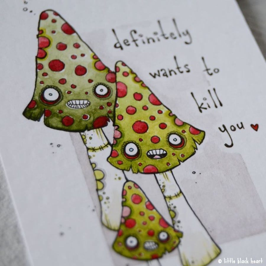 zombie toadstools - original aceo