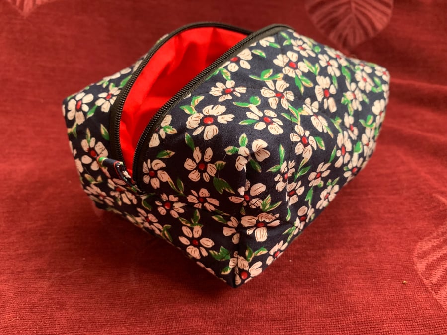 Homemade Floral, Quilted Makeup Bags