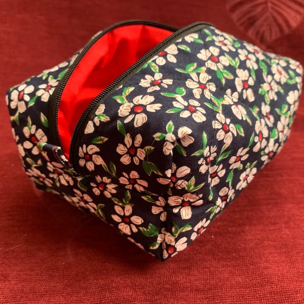 Homemade Floral, Quilted Makeup Bags